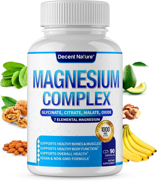 Magnesium Complex - 7 Elemental Magnesium Supplement 1000mg, 90 Capsules